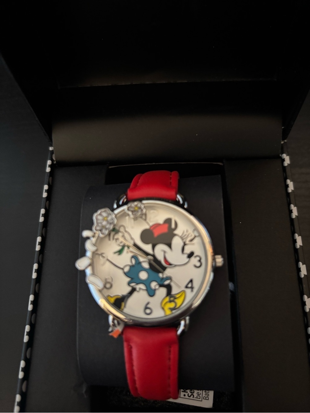 Disney Minnie Mouse Watch with Red Strap and Blue Dress